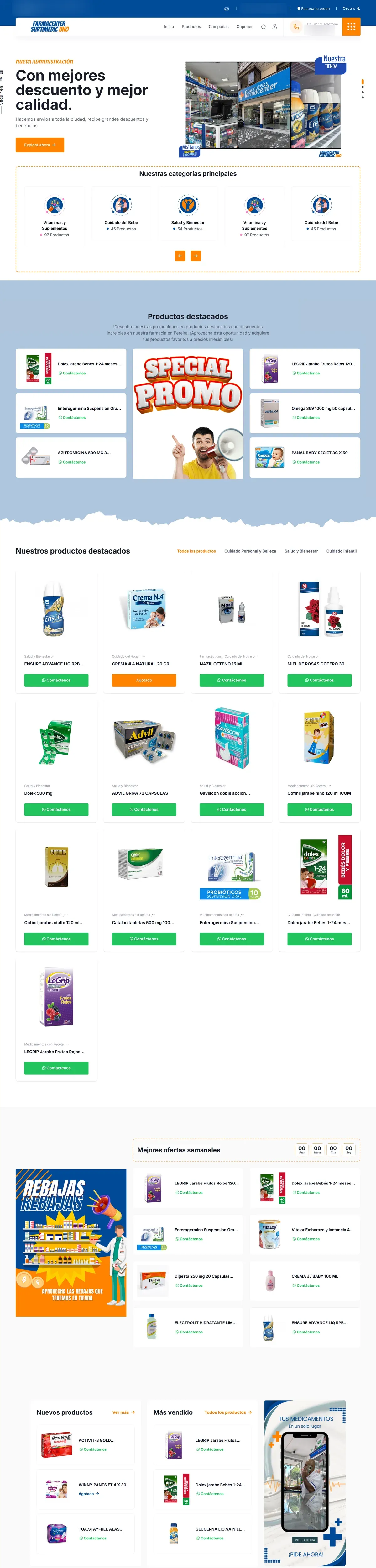 Captura completa del sitio de Farmacenter Surtimedic Uno en escritorio