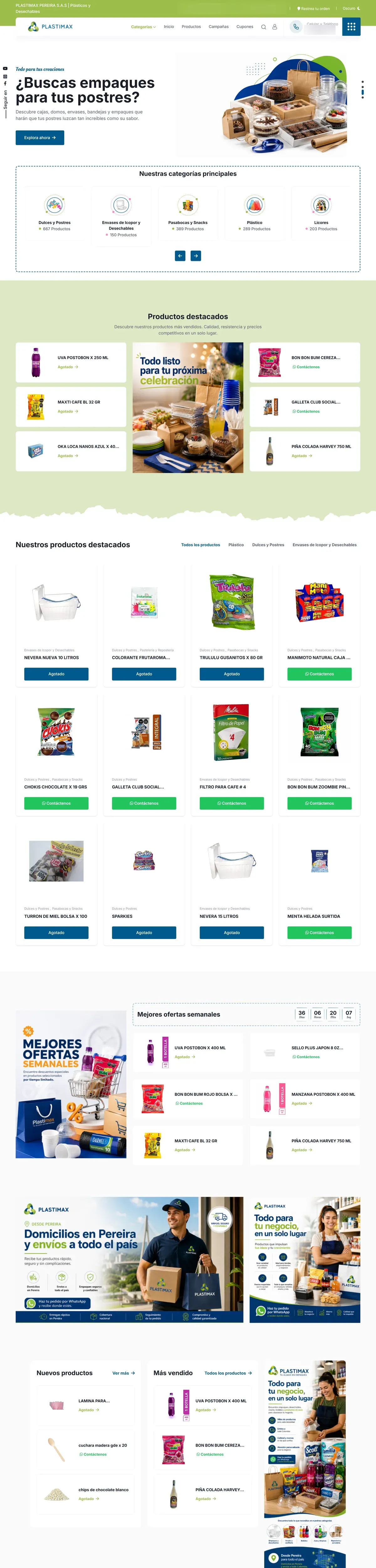 Captura completa del sitio de Plastimax en escritorio