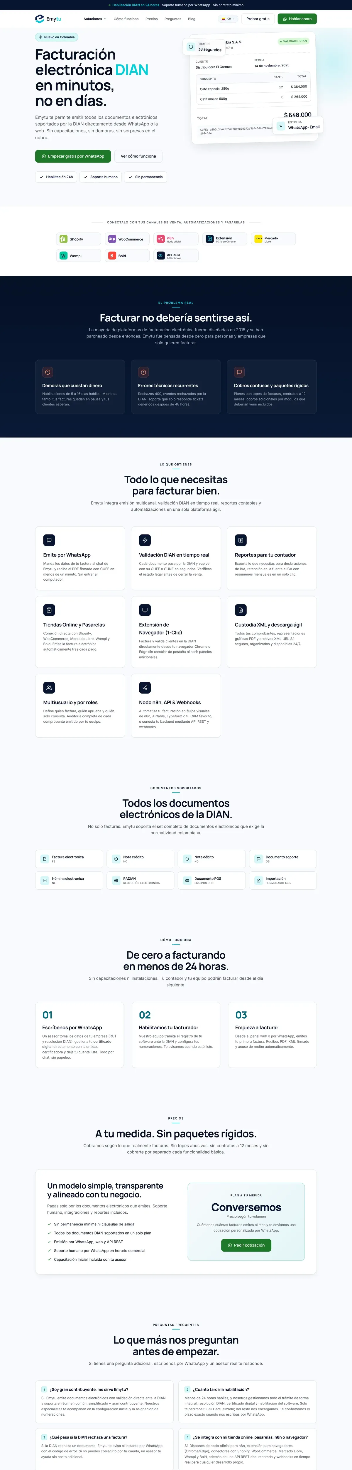 Página de inicio de Emytu en escritorio, completa