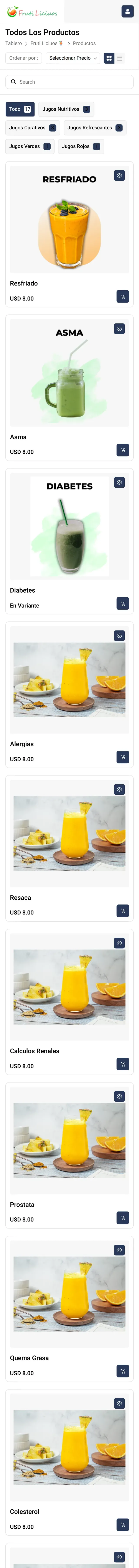 Captura completa del sitio de Frutiliciuos en móvil