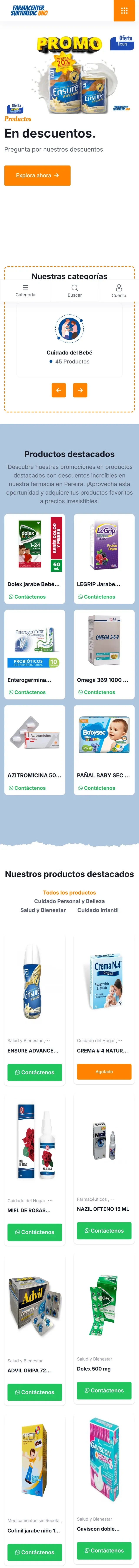 Captura completa del sitio de Farmacenter Surtimedic Uno en móvil