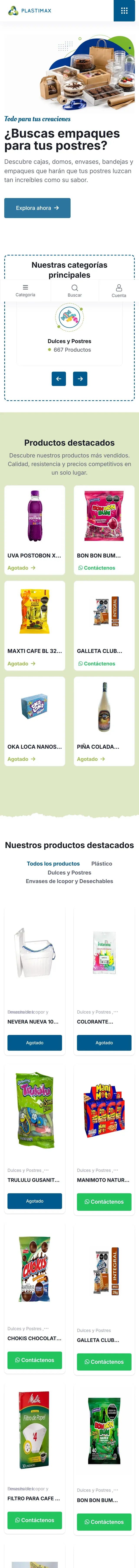 Captura completa del sitio de Plastimax en móvil